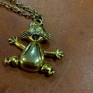 Vintage funny cat necklace